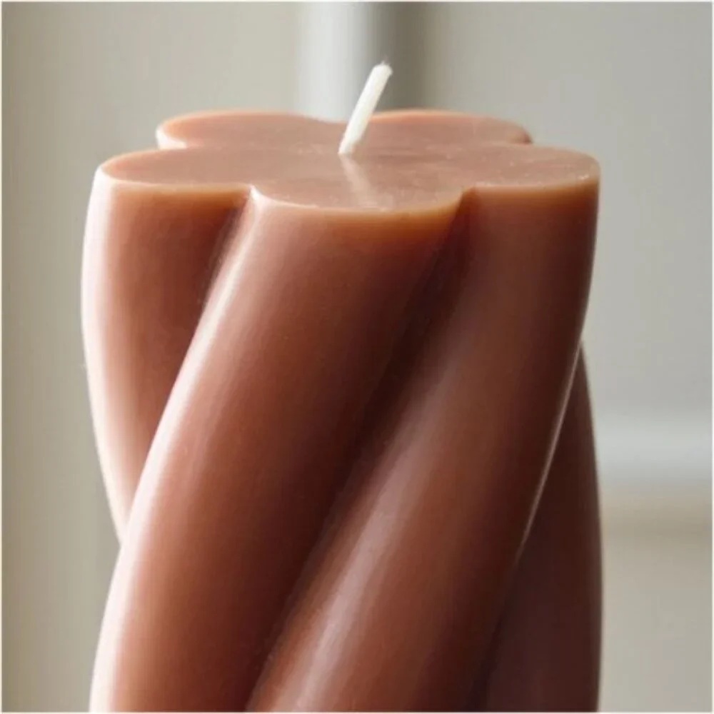 West Elm Chunky Twist Pillar Candle in Clay, NWT